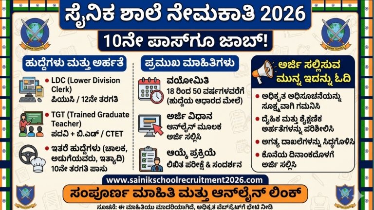 Sainik School Recruitment 2026