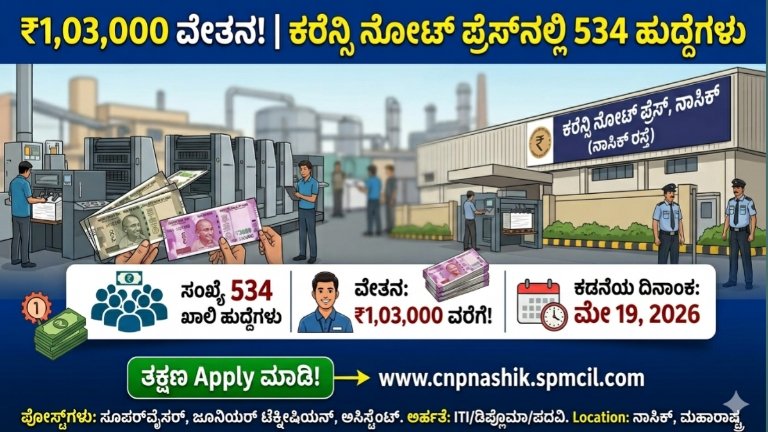 ಕರೆನ್ಸಿ ನೋಟ್ ಪ್ರೆಸ್‌ನಲ್ಲಿ 534 ಹುದ್ದೆಗಳು