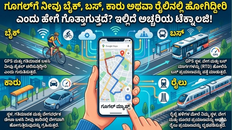 ಗೂಗಲ್‌ಗೆ ನೀವು ಬೈಕ್, ಬಸ್, ಕಾರು ಅಥವಾ ರೈಲಿನಲ್ಲಿ ಹೋಗಿದ್ದೀರಿ