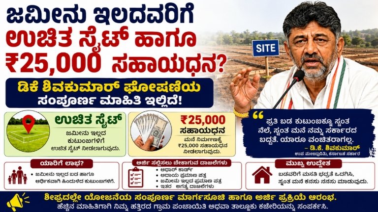 ಜಮೀನು ಇಲ್ಲದವರಿಗೆ ಉಚಿತ ಸೈಟ್